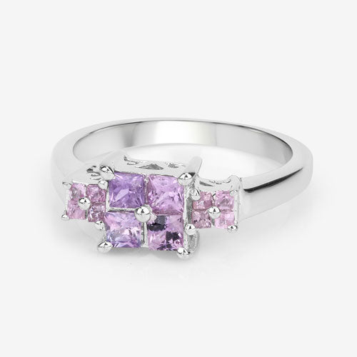Bids.com 0.96 Carat Genuine Pink Sapphire  .925 Sterling Silver Ring Rings