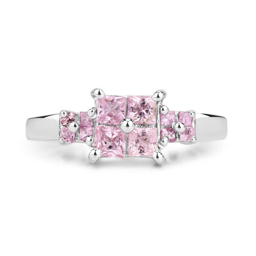 Bids.com 0.96 Carat Genuine Pink Sapphire  .925 Sterling Silver Ring Rings