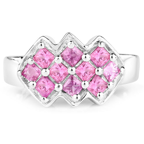 Bids.com 1.20 Carat Genuine Pink Sapphire .925 Sterling Silver Ring Rings