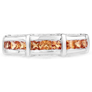 Bids.com 1.08 Carat Genuine Orange Sapphire .925 Sterling Silver Ring Rings