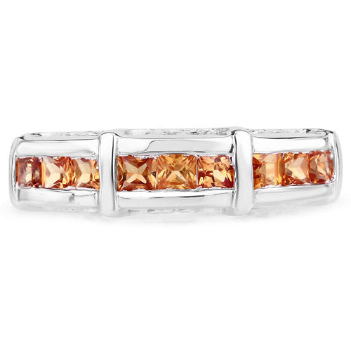 Bids.com 1.08 Carat Genuine Orange Sapphire .925 Sterling Silver Ring Rings