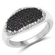 Bids.com 0.46 Carat Genuine Black Diamond and White Diamond .925 Sterling Silver Ring Rings