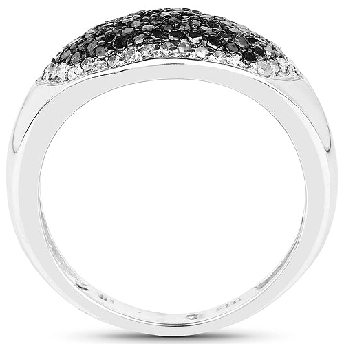 Bids.com 0.46 Carat Genuine Black Diamond and White Diamond .925 Sterling Silver Ring Rings