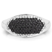 Bids.com 0.46 Carat Genuine Black Diamond and White Diamond .925 Sterling Silver Ring Rings