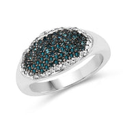 Bids.com 0.45 Carat Genuine Blue Diamond and White Diamond .925 Sterling Silver Ring Rings