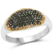 Bids.com 0.45 Carat Genuine Green Diamond and Yellow Diamond .925 Sterling Silver Ring Rings