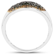 Bids.com 0.45 Carat Genuine Green Diamond and Yellow Diamond .925 Sterling Silver Ring Rings
