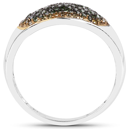Bids.com 0.45 Carat Genuine Green Diamond and Yellow Diamond .925 Sterling Silver Ring Rings