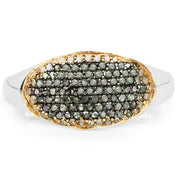 Bids.com 0.45 Carat Genuine Green Diamond and Yellow Diamond .925 Sterling Silver Ring Rings
