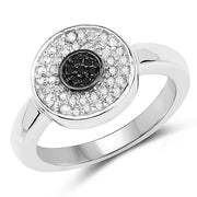 Bids.com 0.20 Carat Genuine Black Diamond and White Diamond .925 Sterling Silver Ring Rings