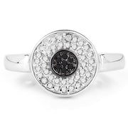 Bids.com 0.20 Carat Genuine Black Diamond and White Diamond .925 Sterling Silver Ring Rings