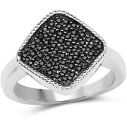 Bids.com 0.24 Carat Genuine Black Diamond .925 Sterling Silver Ring Rings