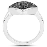 Bids.com 0.24 Carat Genuine Black Diamond .925 Sterling Silver Ring Rings