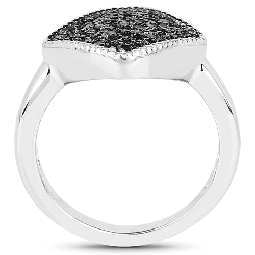 Bids.com 0.24 Carat Genuine Black Diamond .925 Sterling Silver Ring Rings