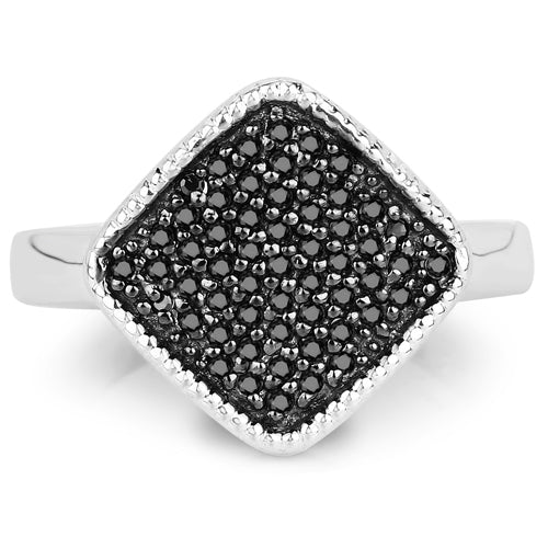 Bids.com 0.24 Carat Genuine Black Diamond .925 Sterling Silver Ring Rings