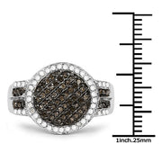 Bids.com 0.44 Carat Genuine Champagne Diamond and White Diamond .925 Sterling Silver Ring Rings