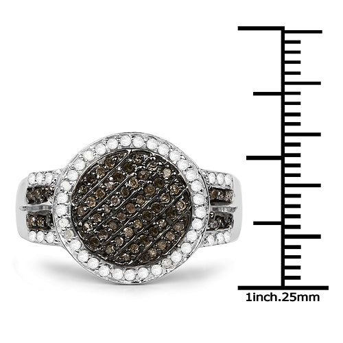 Bids.com 0.44 Carat Genuine Champagne Diamond and White Diamond .925 Sterling Silver Ring Rings