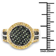 Bids.com 0.44 Carat Genuine Green Diamond and Yellow Diamond .925 Sterling Silver Ring Rings