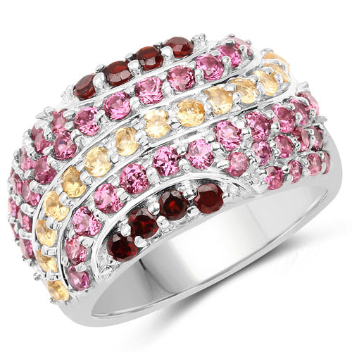 Bids.com 2.35 Carat Genuine Multi Stone .925 Sterling Silver Ring Rings
