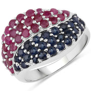 Bids.com 2.18 Carat Genuine Multi Stones .925 Sterling Silver Ring Rings