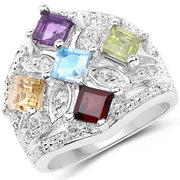 Bids.com 1.67 Carat Genuine Multi Stone .925 Sterling Silver Ring Rings