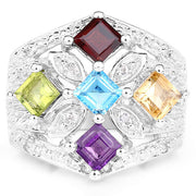 Bids.com 1.67 Carat Genuine Multi Stone .925 Sterling Silver Ring Rings