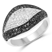 Bids.com 0.51 Carat Genuine Black Diamond & White Diamond .925 Sterling Silver Ring Rings