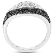 Bids.com 0.51 Carat Genuine Black Diamond & White Diamond .925 Sterling Silver Ring Rings