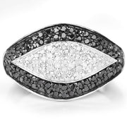 Bids.com 0.51 Carat Genuine Black Diamond & White Diamond .925 Sterling Silver Ring Rings