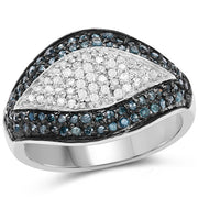 Bids.com 0.50 Carat Genuine Blue Diamond and White Diamond .925 Sterling Silver Ring Rings