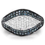 Bids.com 0.50 Carat Genuine Blue Diamond and White Diamond .925 Sterling Silver Ring Rings