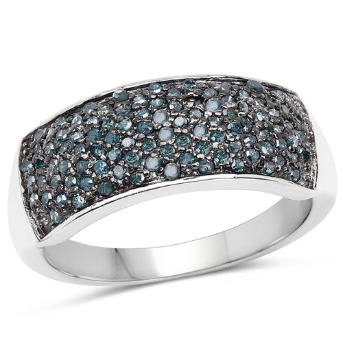 Bids.com 0.42 Carat Genuine Blue Diamond .925 Sterling Silver Ring Rings