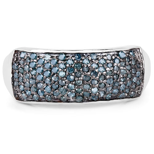 Bids.com 0.42 Carat Genuine Blue Diamond .925 Sterling Silver Ring Rings