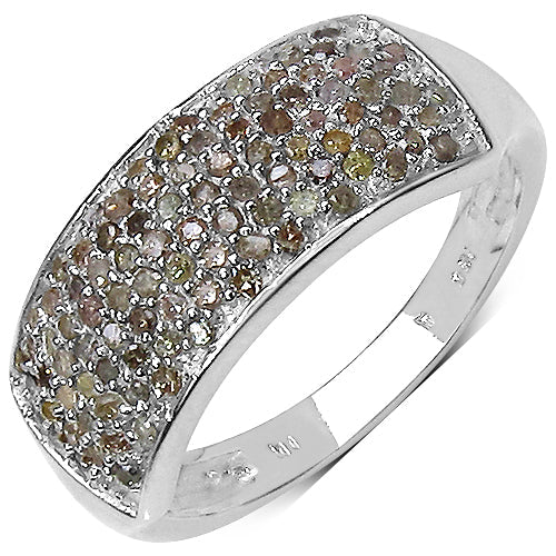Bids.com 0.42 Carat Genuine White Diamond .925 Sterling Silver Ring Rings