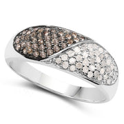 Bids.com 0.32 Carat Genuine Champagne Diamond and White Diamond .925 Sterling Silver Ring Rings