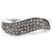 Bids.com 0.21 Carat Genuine Champagne Diamond .925 Sterling Silver Ring Rings