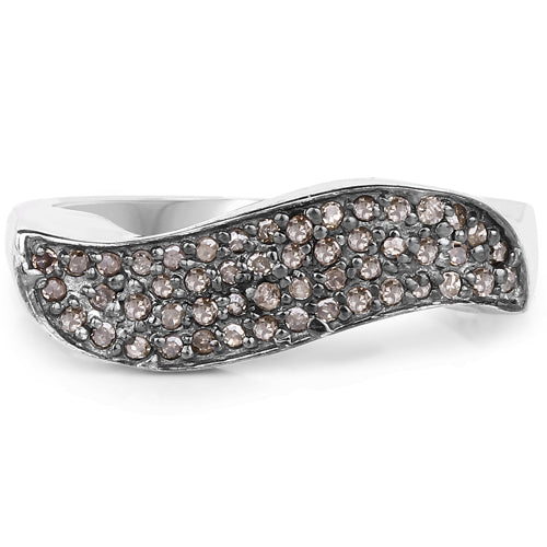 Bids.com 0.21 Carat Genuine Champagne Diamond .925 Sterling Silver Ring Rings
