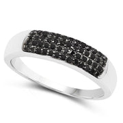 Bids.com 0.22 Carat Genuine Black Diamond .925 Sterling Silver Ring Rings