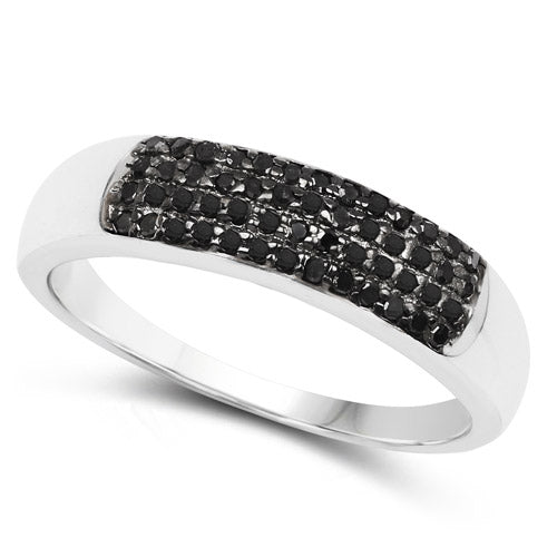 Bids.com 0.22 Carat Genuine Black Diamond .925 Sterling Silver Ring Rings