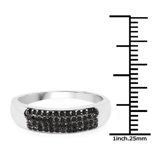 Bids.com 0.22 Carat Genuine Black Diamond .925 Sterling Silver Ring Rings