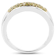Bids.com 0.22 Carat Genuine Yellow Diamond .925 Sterling Silver Ring Rings
