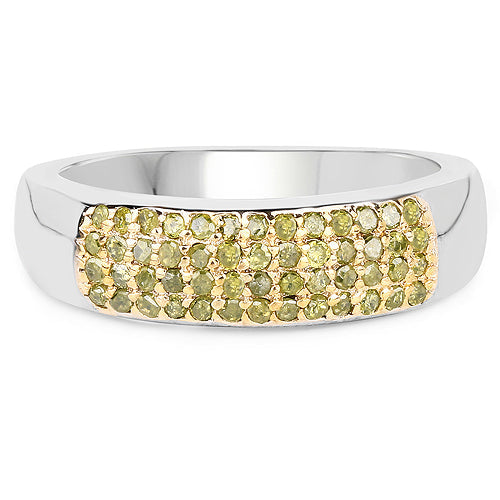Bids.com 0.22 Carat Genuine Yellow Diamond .925 Sterling Silver Ring Rings