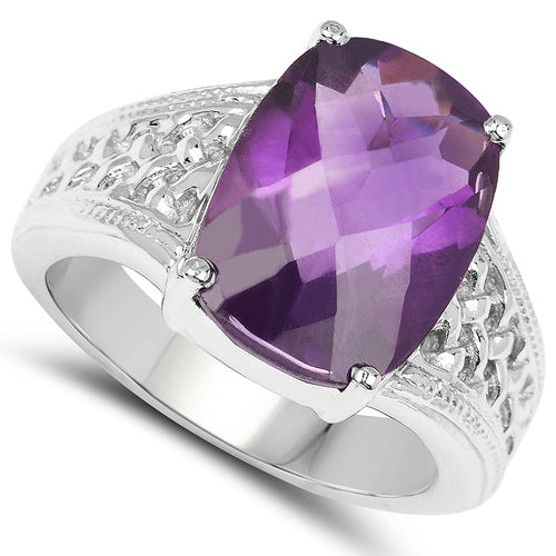 Bids.com 6.50 Carat Genuine Amethyst .925 Sterling Silver Ring Rings