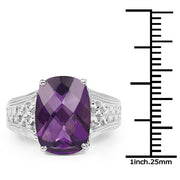 Bids.com 6.50 Carat Genuine Amethyst .925 Sterling Silver Ring Rings