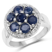 Bids.com 2.10 Carat Genuine Blue Sapphire .925 Sterling Silver Ring Rings