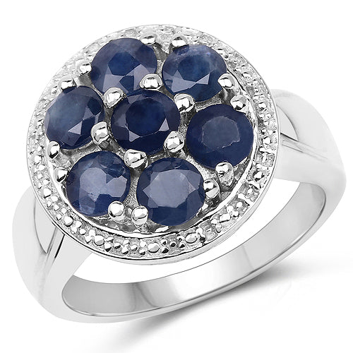Bids.com 2.10 Carat Genuine Blue Sapphire .925 Sterling Silver Ring Rings