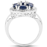 Bids.com 2.10 Carat Genuine Blue Sapphire .925 Sterling Silver Ring Rings