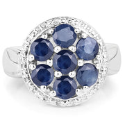 Bids.com 2.10 Carat Genuine Blue Sapphire .925 Sterling Silver Ring Rings