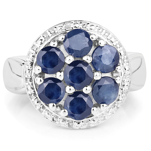 Bids.com 2.10 Carat Genuine Blue Sapphire .925 Sterling Silver Ring Rings