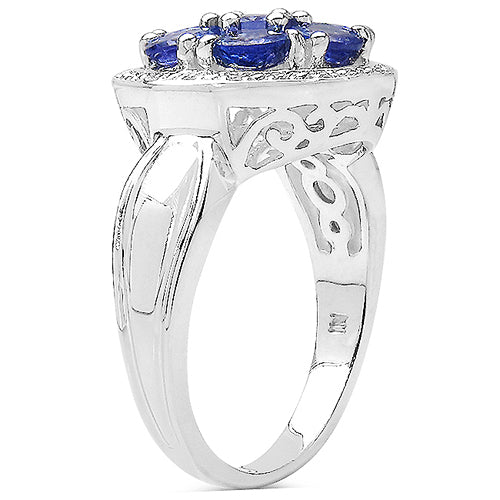 Bids.com 1.61 Carat Genuine Tanzanite .925 Sterling Silver Ring Rings
